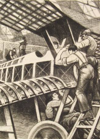 No. 38 "Assembling parts" [From 'The Great War: Britain's Efforts And Ideals shown in a series of lithographic prints: 'Building Aircraft' series]