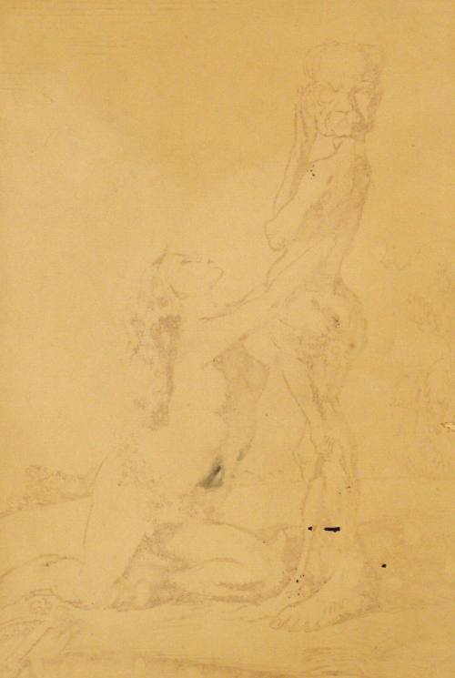 Caricature (a) [Erin as a nude figure kneeling before Lord MacDonnell]