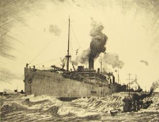 No. 64 "Transporting Troops: Convoy of Transports with attendant Destroyers" [From 'The Great War: Britain's Efforts And Ideals shown in a series of lithographic prints: 'Transport by Sea' series]