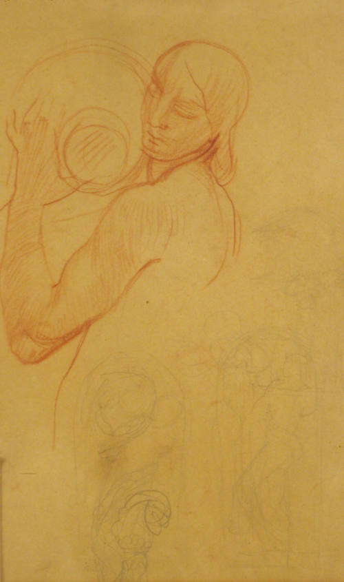 Drawing (b) [Nude studies of women - raising pitcher to head etc] (Woman with Bowl)