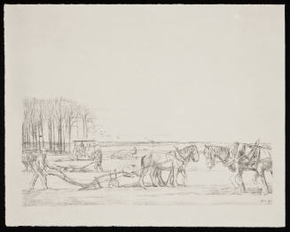 No. 43 "Ploughing" [From 'The Great War: Britain's Efforts And Ideals shown in a series of lithographic prints: 'Work on the Land' series]