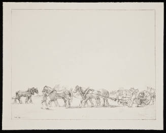No . 44 "Drilling" [From 'The Great War: Britain's Efforts And Ideals shown in a series of lithographic prints: 'Work on the Land' series]