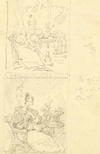 Two Sketches of Seated Woman in an Interior