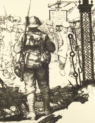 No. 18 "Bringing in Prisoners" [From 'The Great War: Britain's Efforts And Ideals shown in a series of lithographic prints: 'Making Soldiers' series]